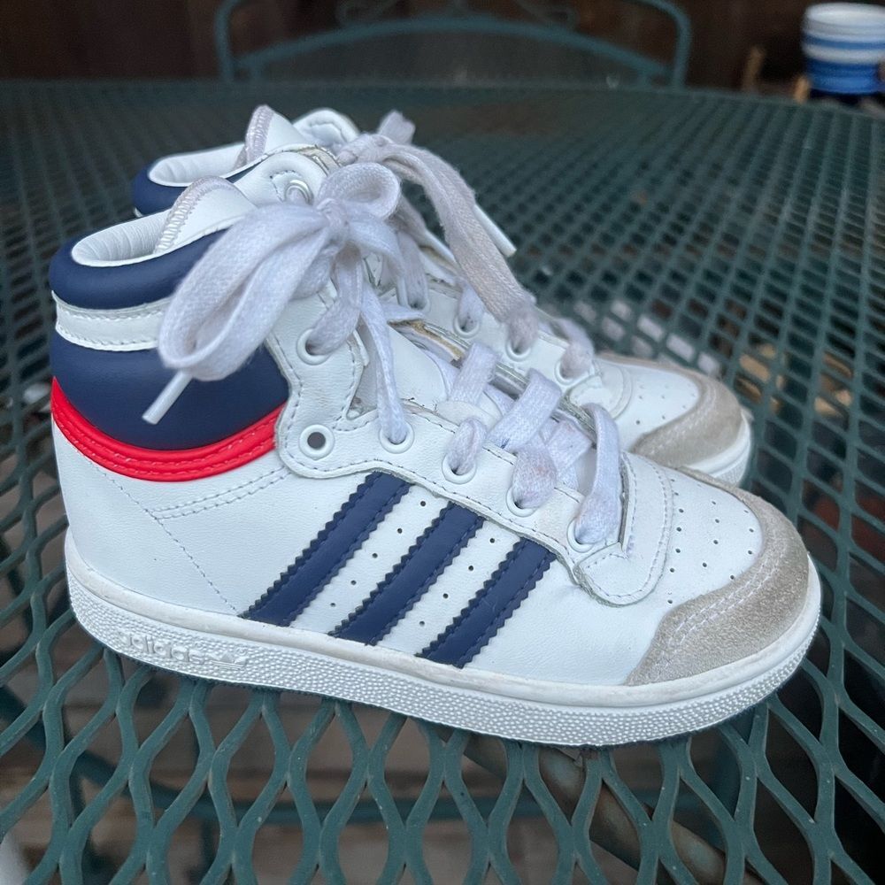 Adidas Kids' White Red Blue High-Top Top Ten 40th Anniversary Edition Sneakers 9
